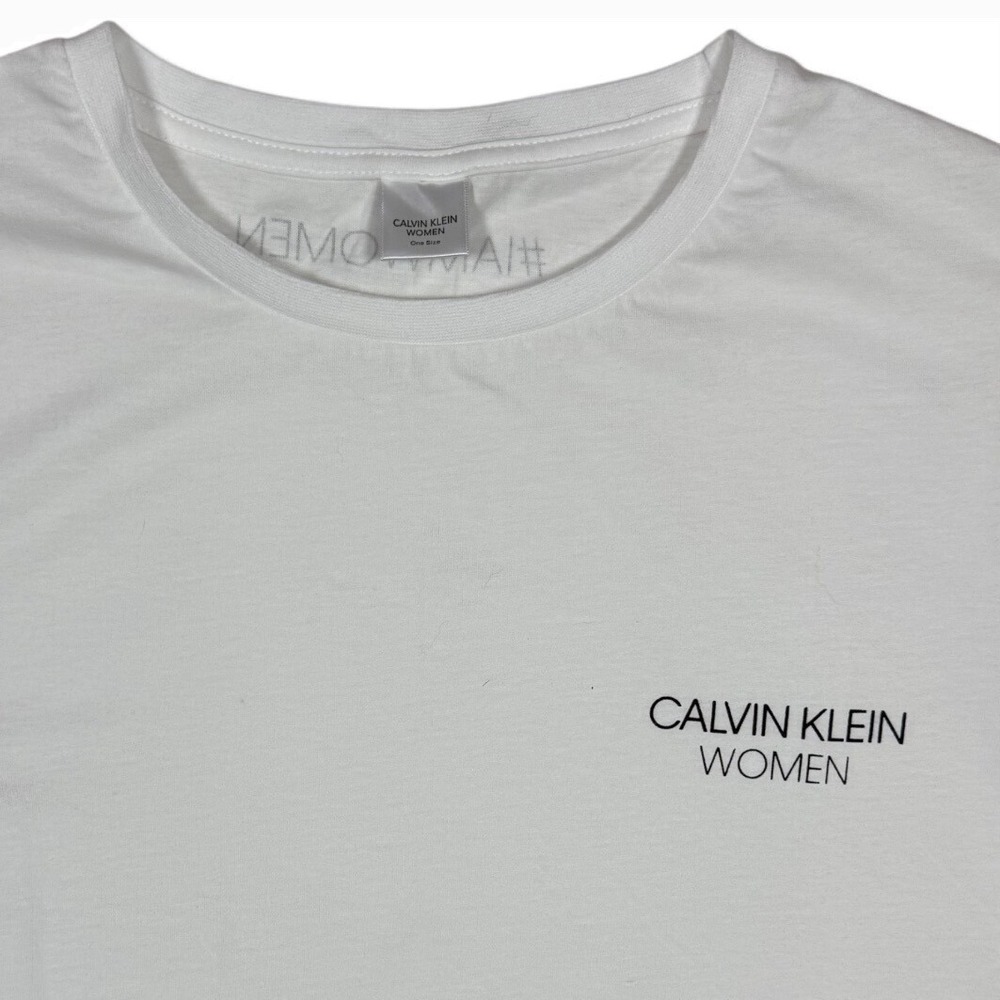 Calvin Klein Women Graphic Eye Logo T-Shirt White Short Sleeve Crewneck Tee, Med - Picture 3 of 8